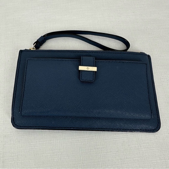 Kate Spade Cameron Street Karolina Blue Leather Wristlet Clutch - Picture 1 of 15
